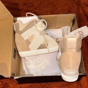Sorel Tan and Cream High-Top Sneakers